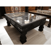 Antique Indian Old Door Brass Work Solid Wood Coffee Table C12